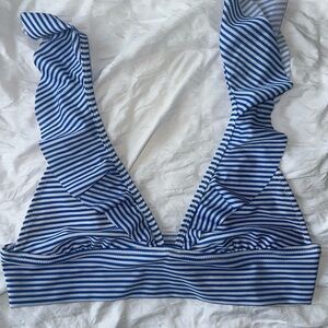 AERIE Blue and White Striped Bikini Top